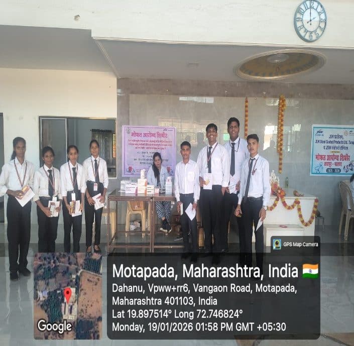 Hospitality students at the health check-up camp