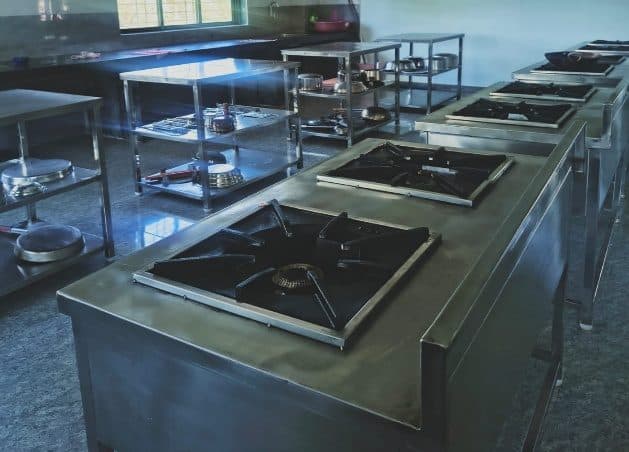 Cooking ranges in the kitchen lab of the hospitality college