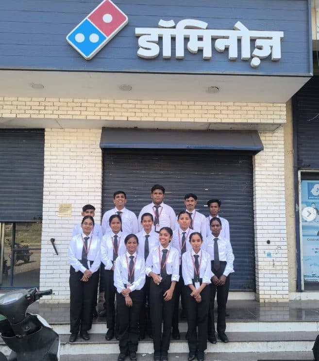 Hospitality students outside Domino’s, Dahanu, on an industrial visit