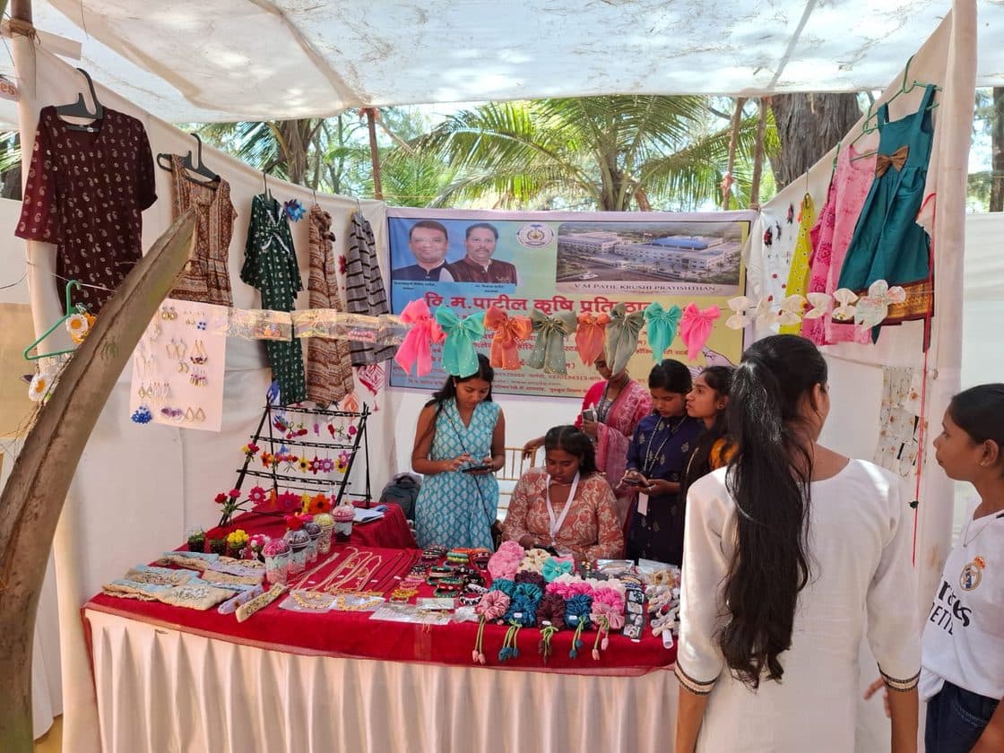 Students at their stall of handicraft products at Dahanu Festival 2026